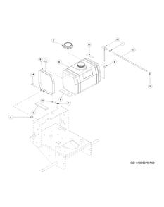 Tank Assembly Diagram and Parts List for G1332 55AI5GMQ750-WAM Cub Cadet Lawn Mower